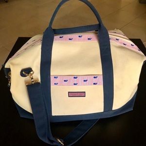 Vineyard Vines Seersucker Whale Weekender Duffle